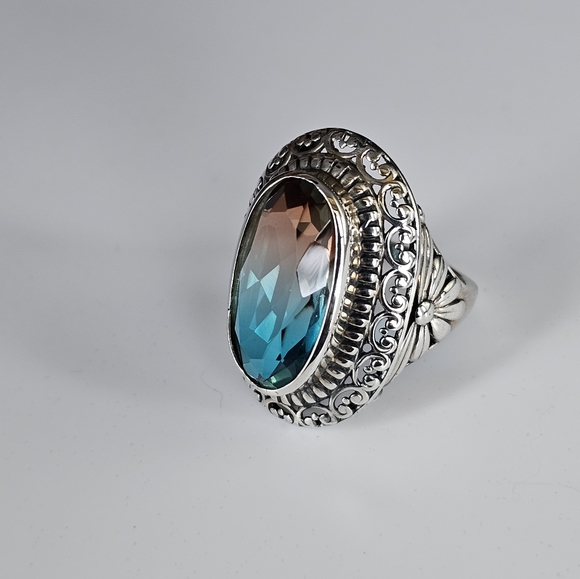 Artisan Crafted Aqua Terra Costa Quartz in Sterling Silver Size 8! NEW! - Picture 12 of 12